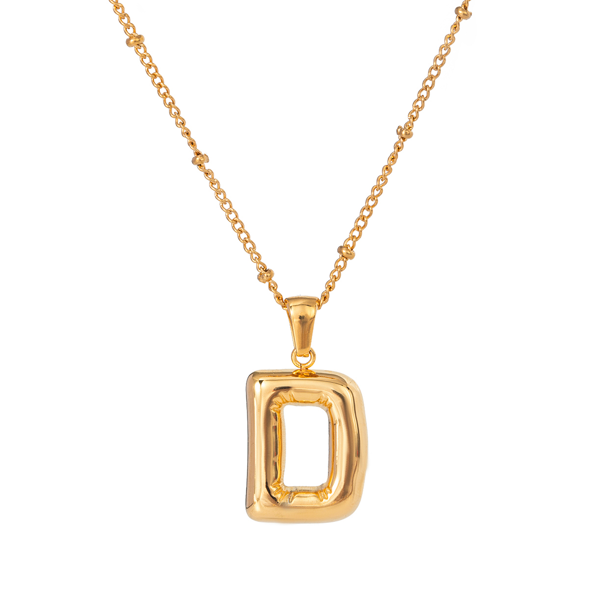 Or / Collier avec pendentif en forme de lettre D en acier inoxydable plaqué or 18 carats pour femme, style simple et décontracté, 1 pièce Image4